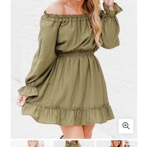 Olive long sleeve dress